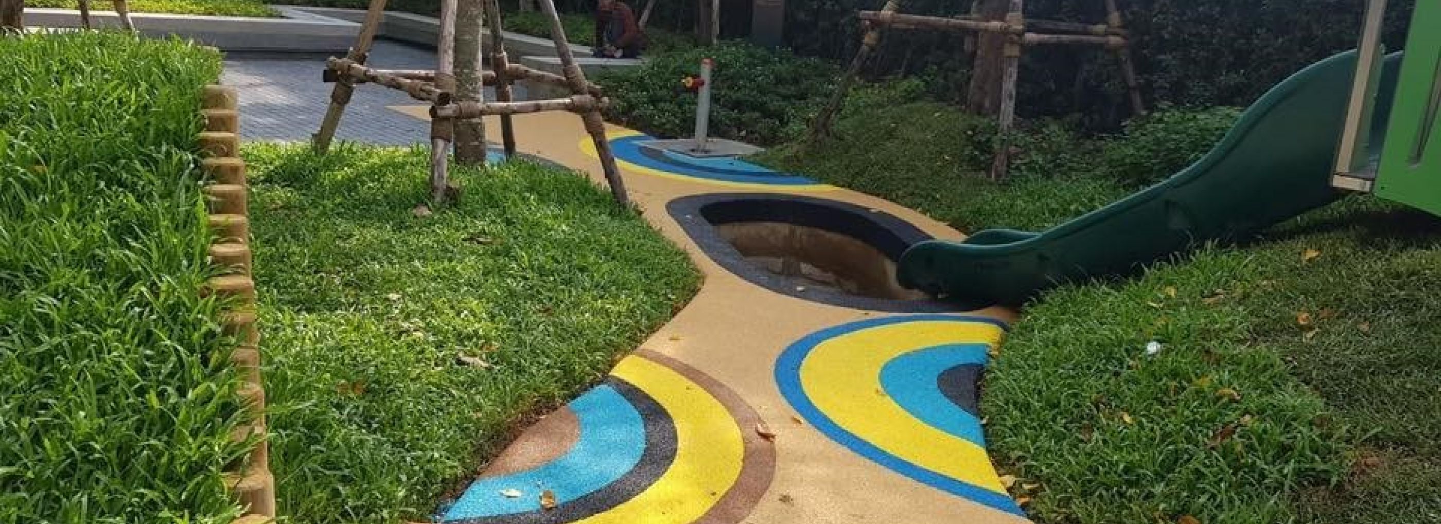 Colourful walkway path through a garden.