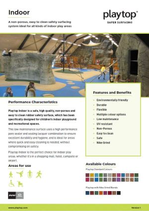 Screenshot of the Playtop Indoor flooring information leaflet.