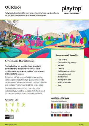 Screenshot of the Playtop Outdoor flooring information leaflet.