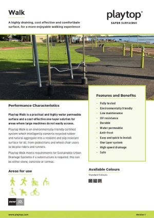 Screenshot of the Playtop Walk rubber flooring information leaflet.